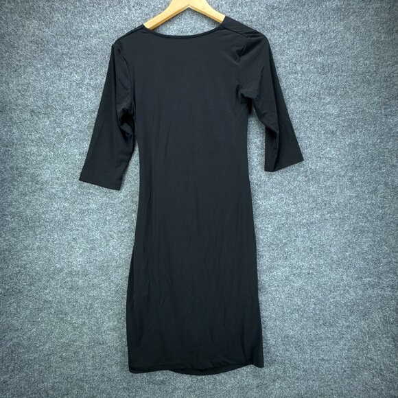 **SOLD**Anatomie Marine Travel Dress Medium Black Form Fitting Ruched Faux Wrap - Picture 5 of 15